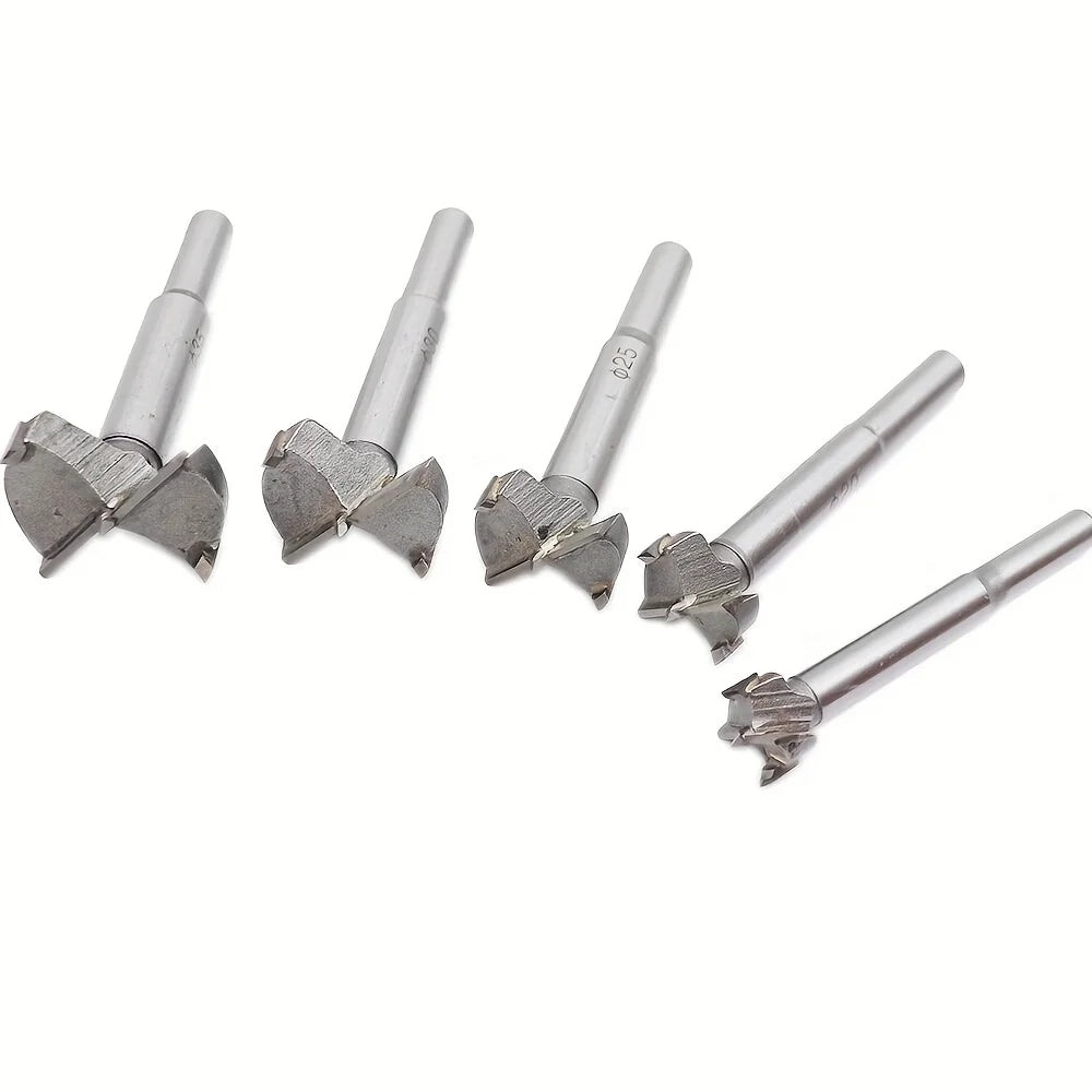 ‌"5PCS Wood Hole Saw Set - 15/20/25/30/35mm Drill Bits for Hinge Boring, Pilot Holes & Woodworking | Hole Opener Cutter"‌