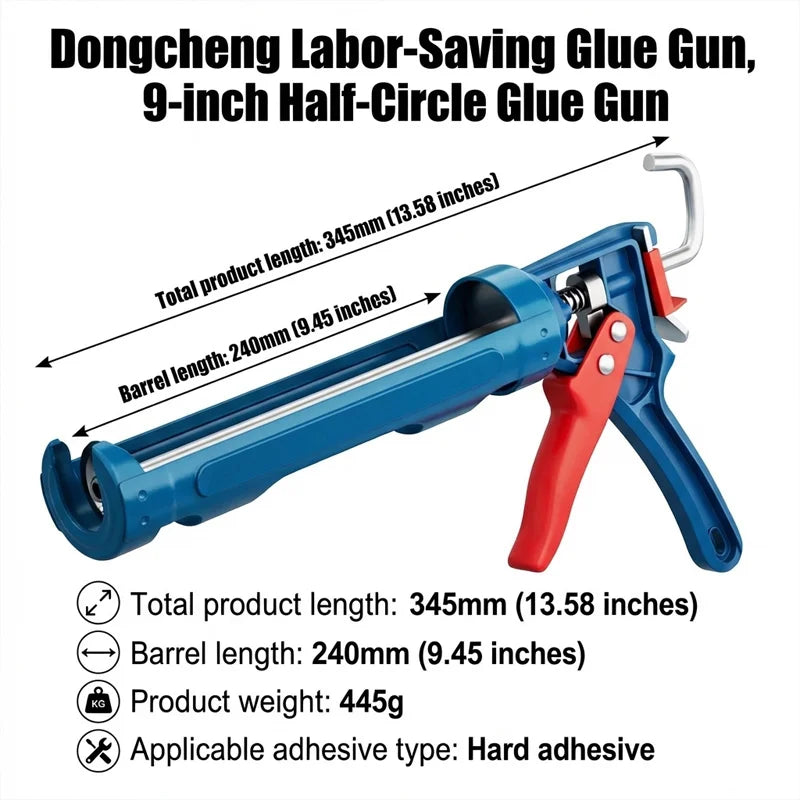 9 Inch 360° Rotating Multi-function Manual Caulking Gun Silicone Sealant Gun for Doors Windows Home Daily Hand Tools