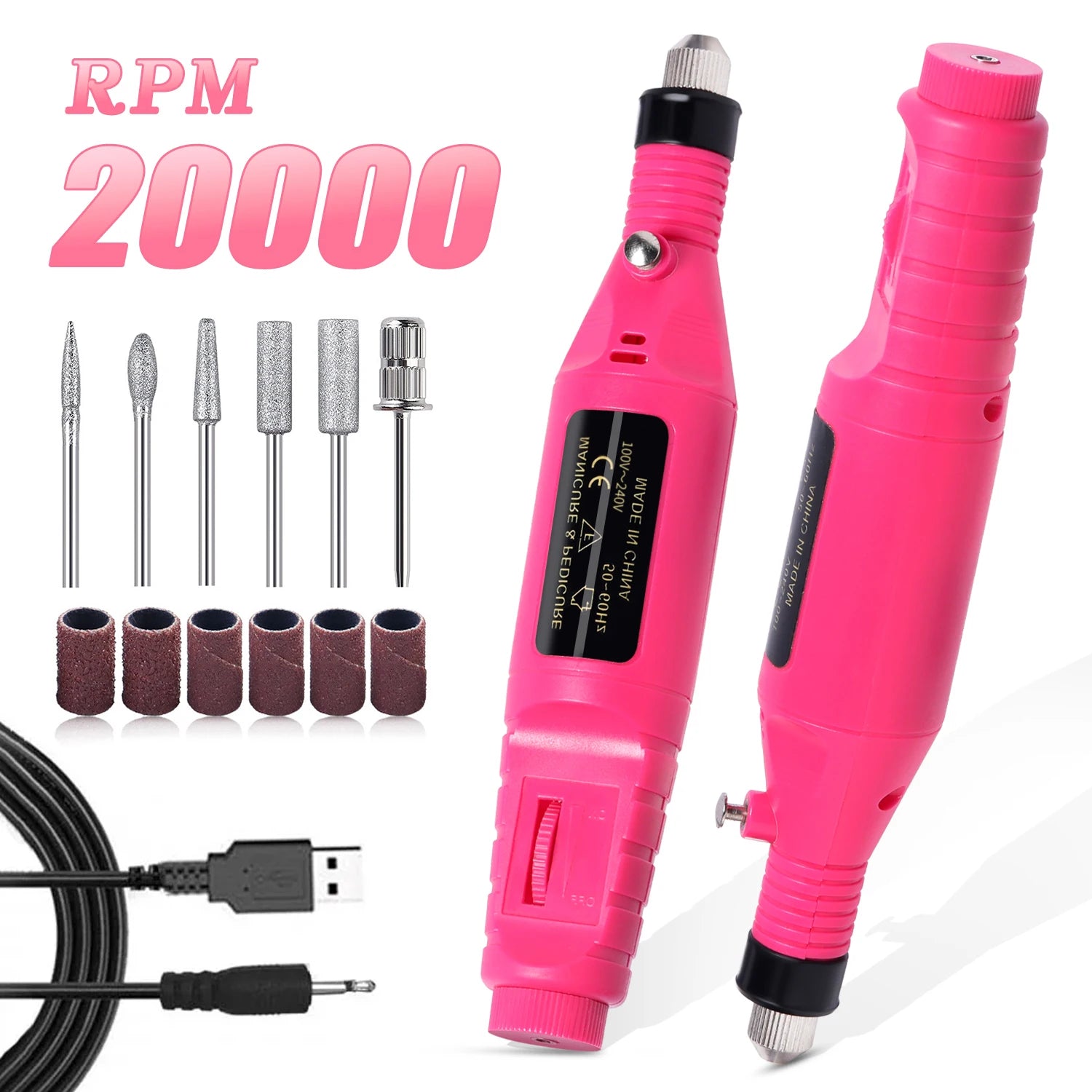 Electric Nail Sander Set Nail Drill Machine Grinding Equipment Milling Cutter For Manicure Pedicure Strong Polishing Tools