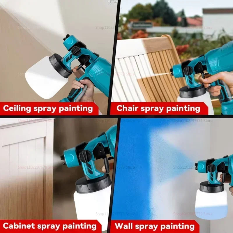 600ML Cordless Electric Paint Sprayer, 3 Spray Patterns, Adjustable Flow, for Fences, Walls, Furniture