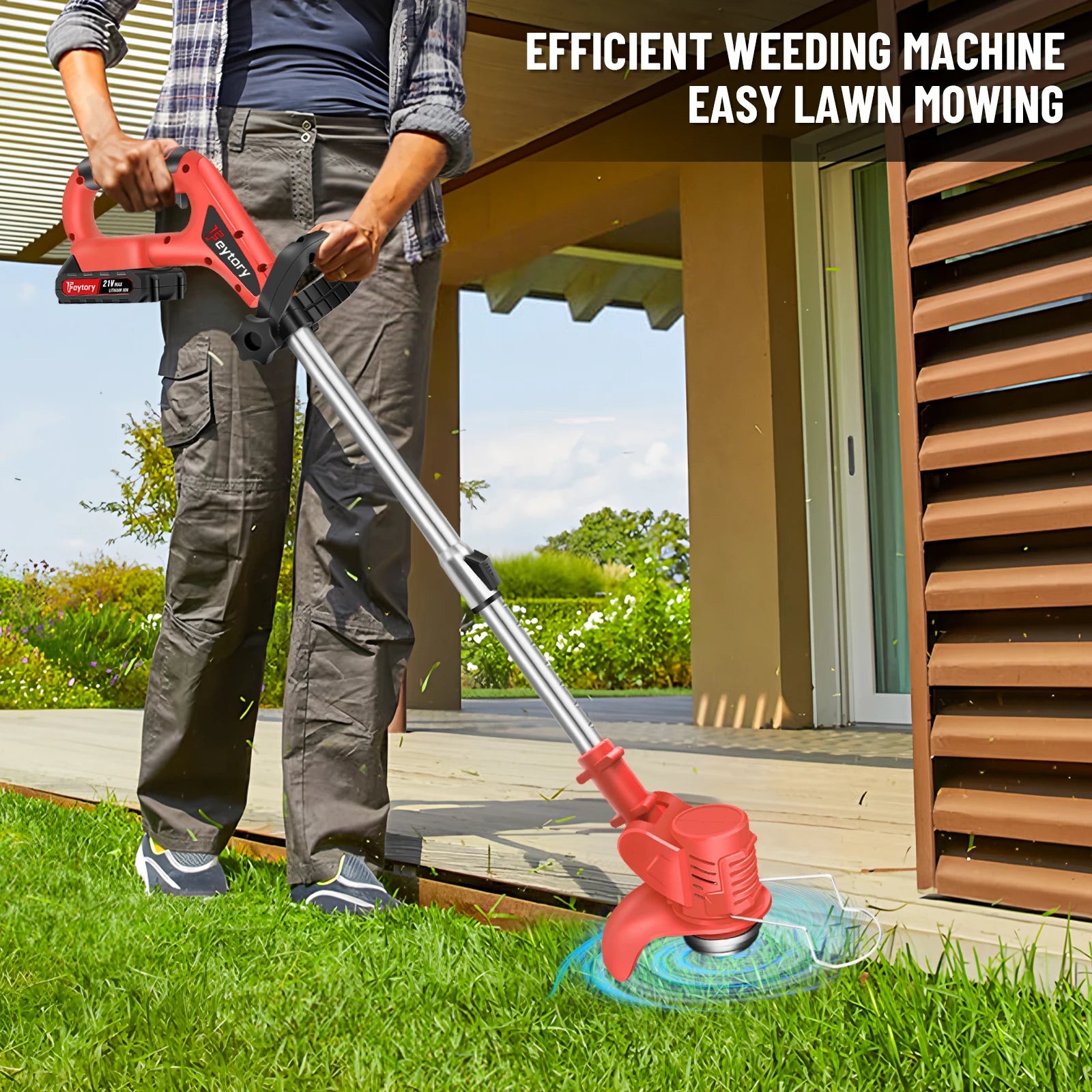 21V Cordless Weed Wacker 3-in-1 Rechargeable String Trimmer for Lawn Garden Yard