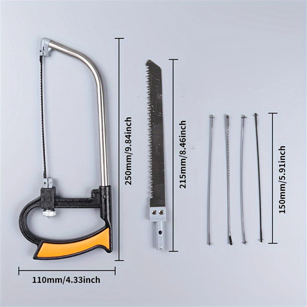 7pcs Hacksaw Set,Woodworking Hand Saw,with 6 Steel Saw Blades,Adjustable Frame,DIY Hand Tools,for Metal Wood PVC Plastic&Rubber