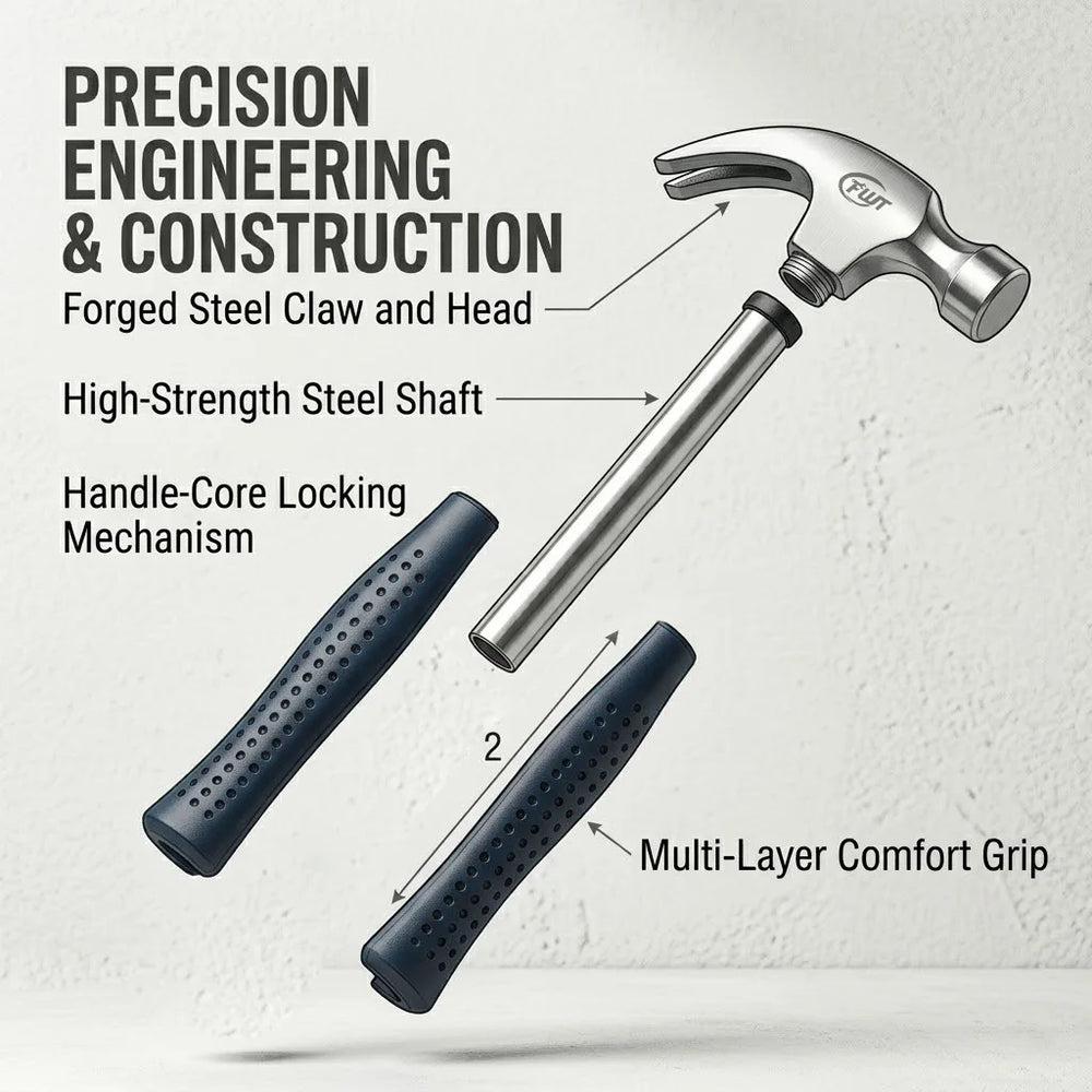Multifunctional Claw Hammer Ergonomic Handle Heavy Duty Striking Tool for Home Repair Construction & DIY
