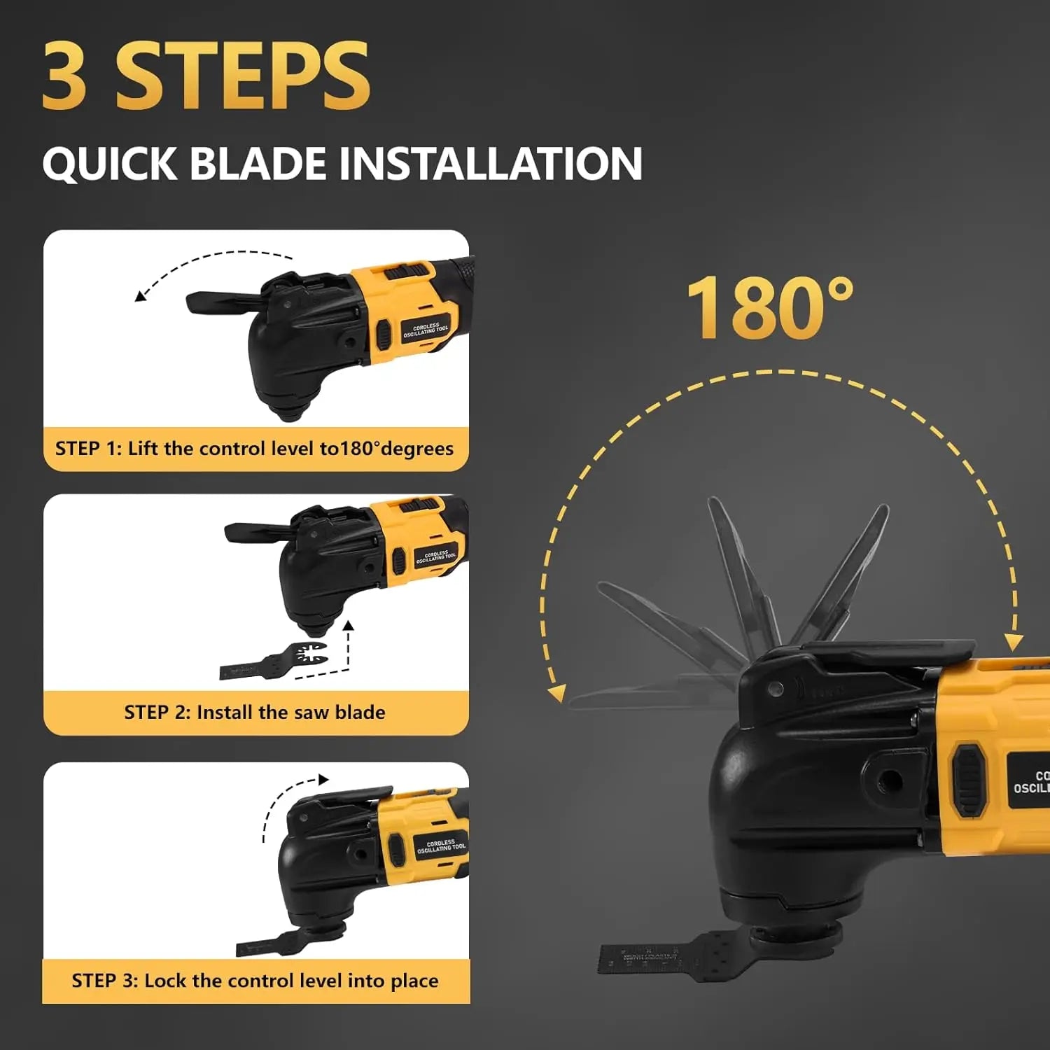 Oscillating Multi Tool Brushless Multi-Tool with 23PCS tips 6 Variable Speed for Cutting Scraping Sanding for DeWalt 20V Battery