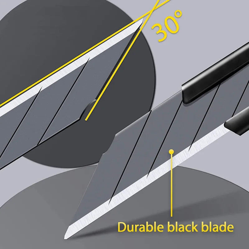 9mm Utility Knife Box Cutter,30 Degree Angle Sharp Precise Carbon Steel Blades Self Locking Cardboard Package Cutting Opener