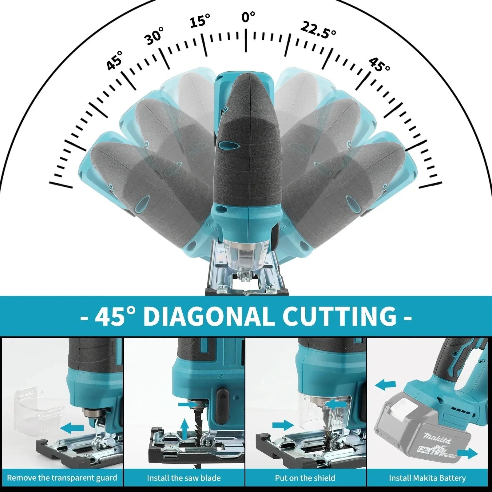 Makita DJV182Z Brushless 18V 340W Jigsaw Electric Jig with Saw Blade Cordless Barrel Handle Jigsaw without Battery DJV182