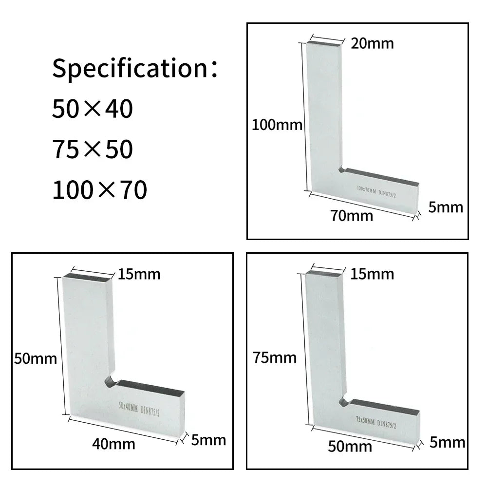 SHANHR 90 Degree Flat Edge Square Carpenter Square Bladed Try Angle Square L-shaped Carpenter's Ruler Marking Gauge Carpenter