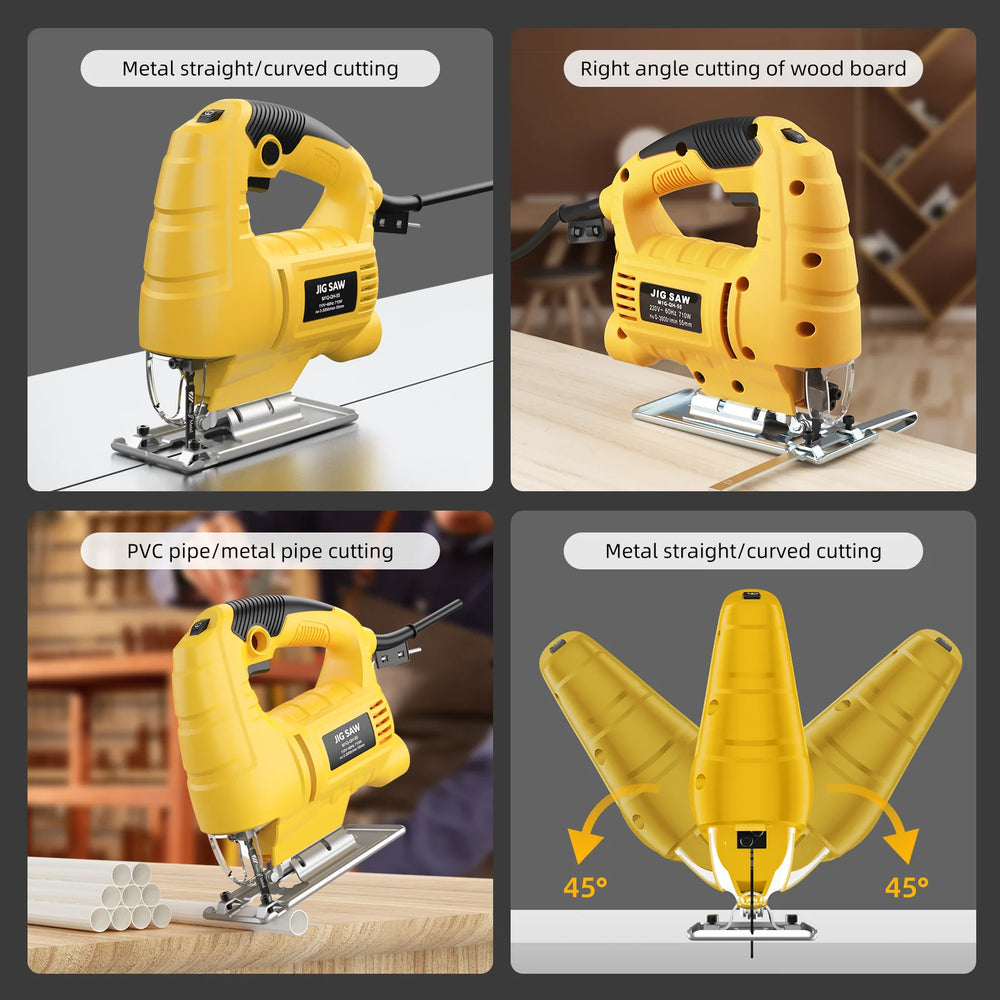 Brushless Electric Jig Saw - 710W Jig Saw 6 Speed Adjustable Multifunctional Electric Jigsaw Woodworking Power Tool