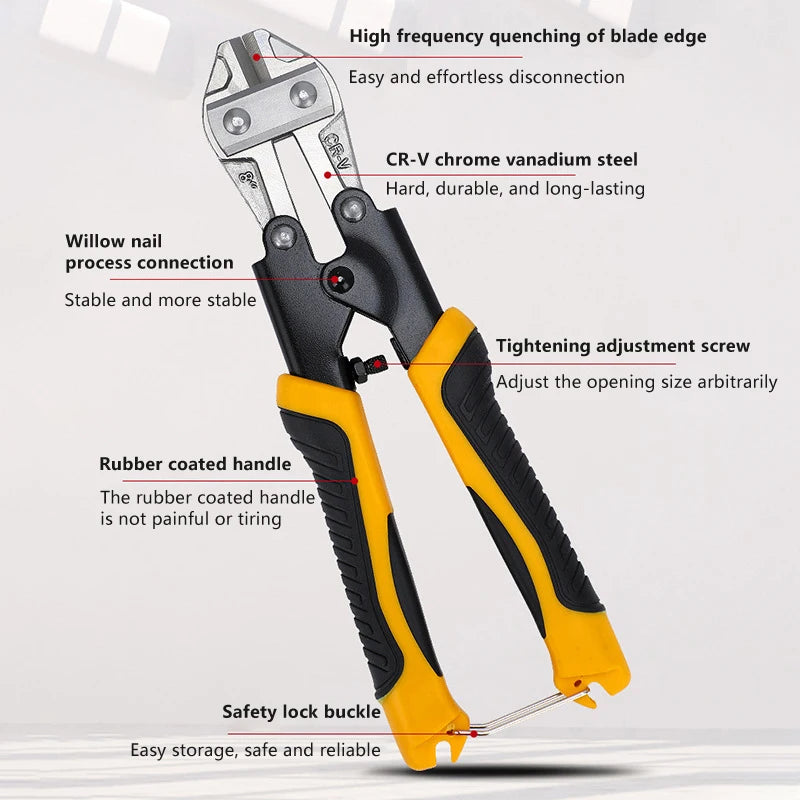 Bolt Cutter 8", Chain Lock Cutter Heavy Duty For Locks Screw Cutter Chain Link Fence Cutter Scissors Tools