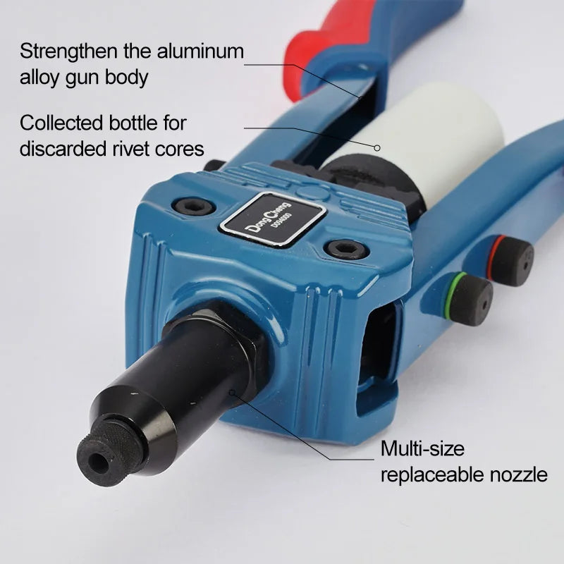Self-Return Dual Handle Rivet Gun, CR-Mo Steel 3-Jaw Claw, Heavy Duty Blind Riveter for Metal Fabrication & Structural Work