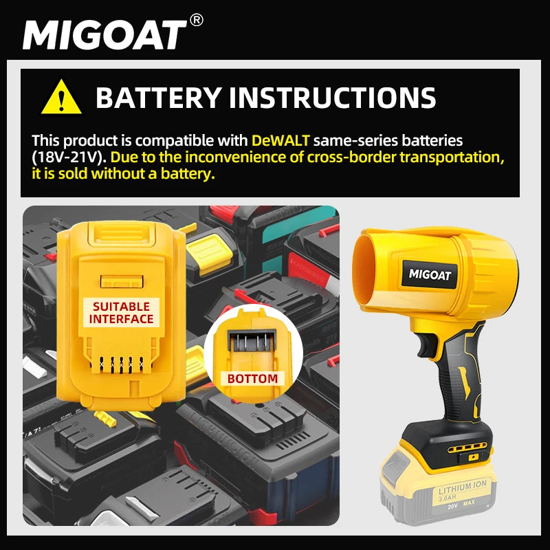 MIGOAT Cordless Leaf Blower 50000RPM Super Speed