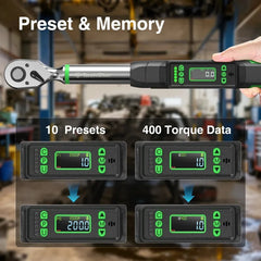 3/8'' Digital Torque Wrench w/1/4 1/2-inch Adapter Bidirectional Ratchet Head Mini Electronic Torque Wrench 2% Accuracy