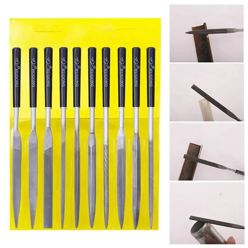 10pcs/set Metal Needle File Set Wood Rasp Metal Polishing Hand FileTools Steel Rasp Needl Filing For Metal Glass Stone Wood Carv