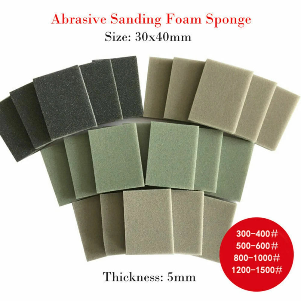 10/20 PCS Sponge Sanding Block Wet Dry Grinding Sandpaper Polishing Pads 300-400 500-600 800-1000 1200-1500 Grit Abrasive Tools