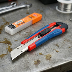 Utility Knife Plastic Rubber Grip 60° CK75 Silver Blade + White Blades 0.5mm Thick Sharp Cutter Box Cutting Tool DIY Home