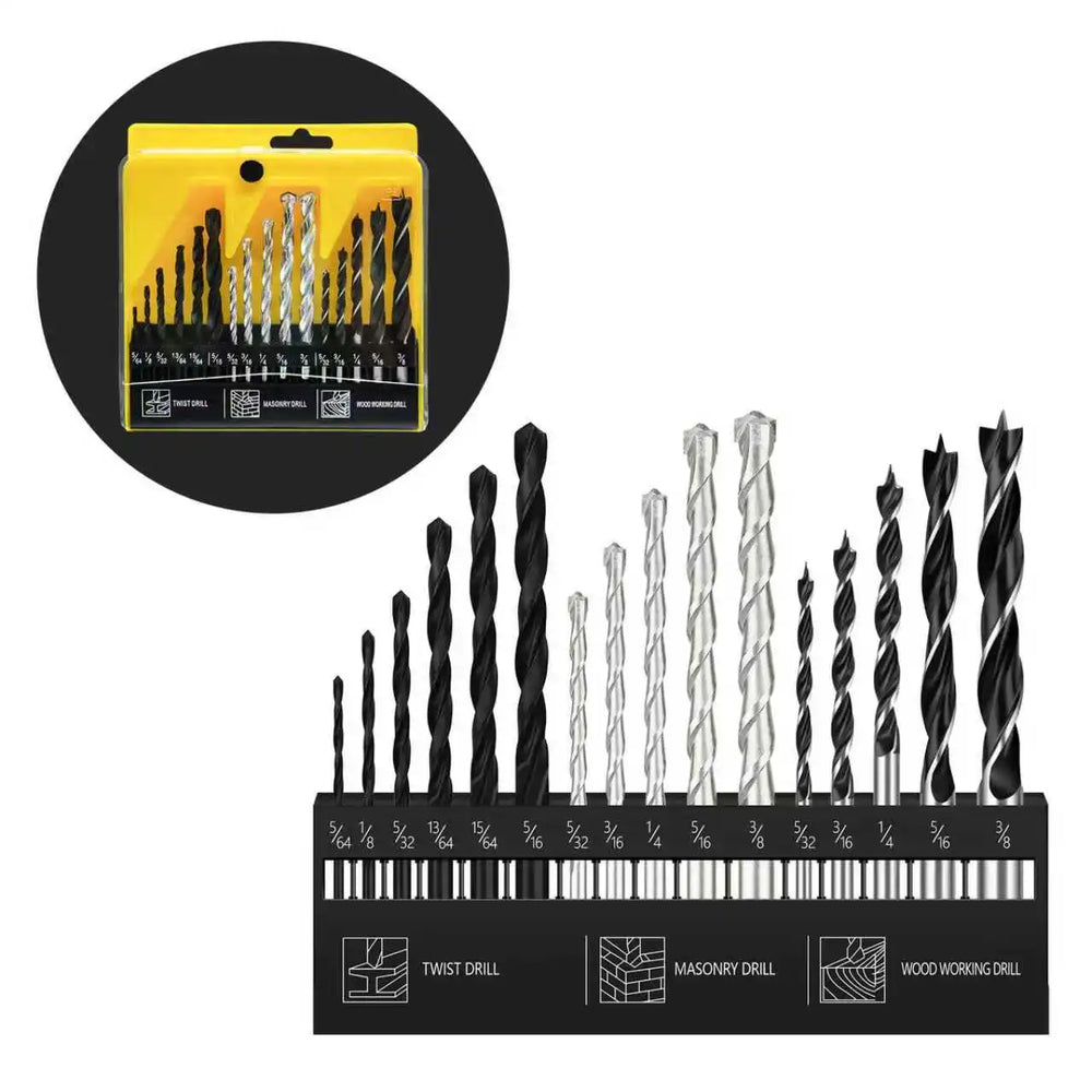 Mix-and-Match Twist Drill Set Woodworking & Metal Carbide Drill Bits Concrete Hand Drill Hole Saws