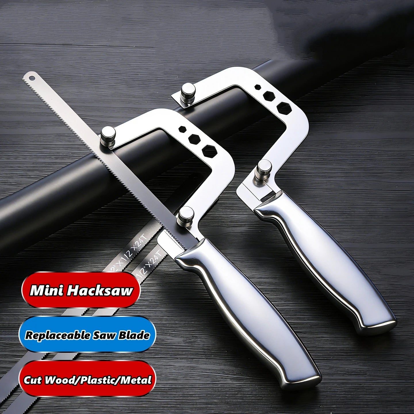 Mini Hacksaw Stainless Steel Frame Handmade Small Hacksaw Household DIY Handheld Saw for Wood / Plastic / Metal Cutting