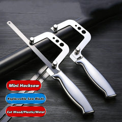 Mini Hacksaw Stainless Steel Frame Handmade Small Hacksaw Household DIY Handheld Saw for Wood / Plastic / Metal Cutting