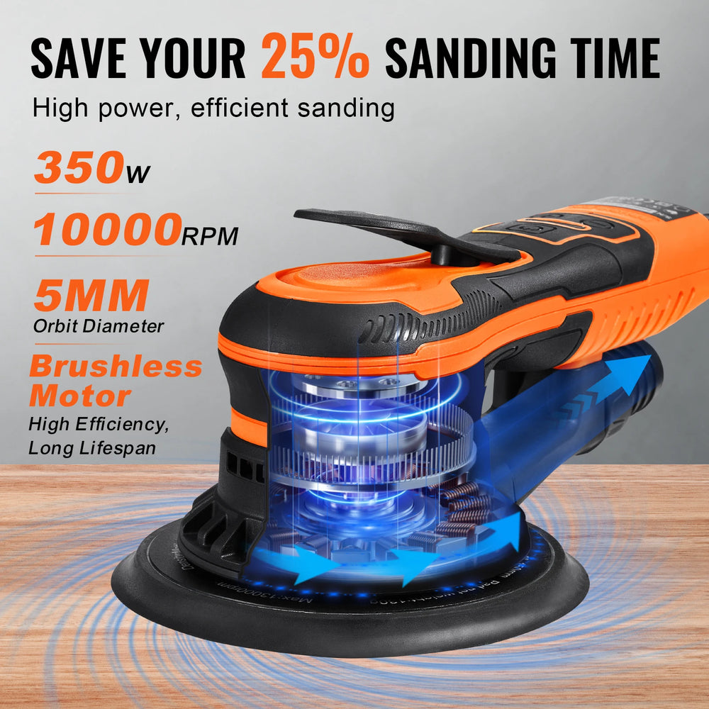 2026 hot sale SucceBuy Random Orbital Sander 350W Brushless 10000 PRM 6 Variable Speed Electric Orbital Sander for Woodworking D