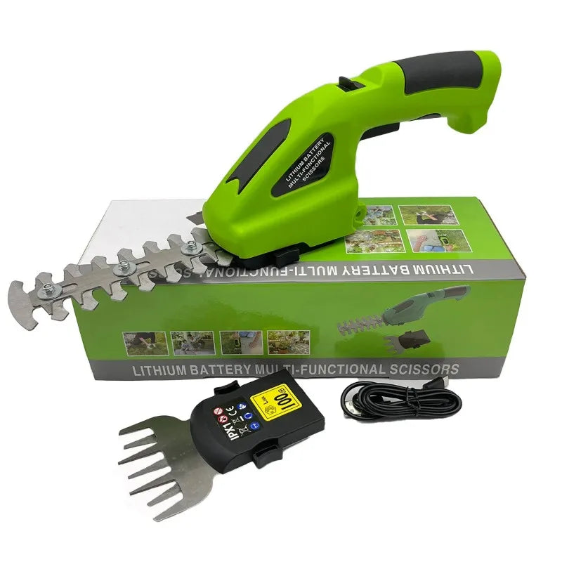 2 in 1 Cordless Electric Hedge Trimmer Rechargeable Handheld Household Lawn Shrub Weeding Pruning Mower Garden Tools Hedge Shear