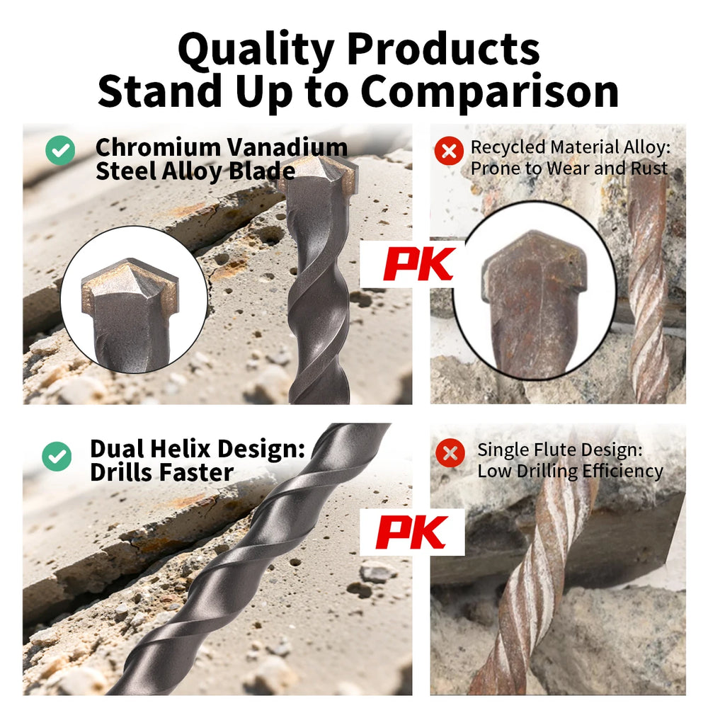 Non-Standard Electric Hammer Drill Bit 150 200mm Concrete Wall Square Handle 5.5/6.5/7.5/8.5/9.5/11/12.5/13/15/16.5/17/19mm