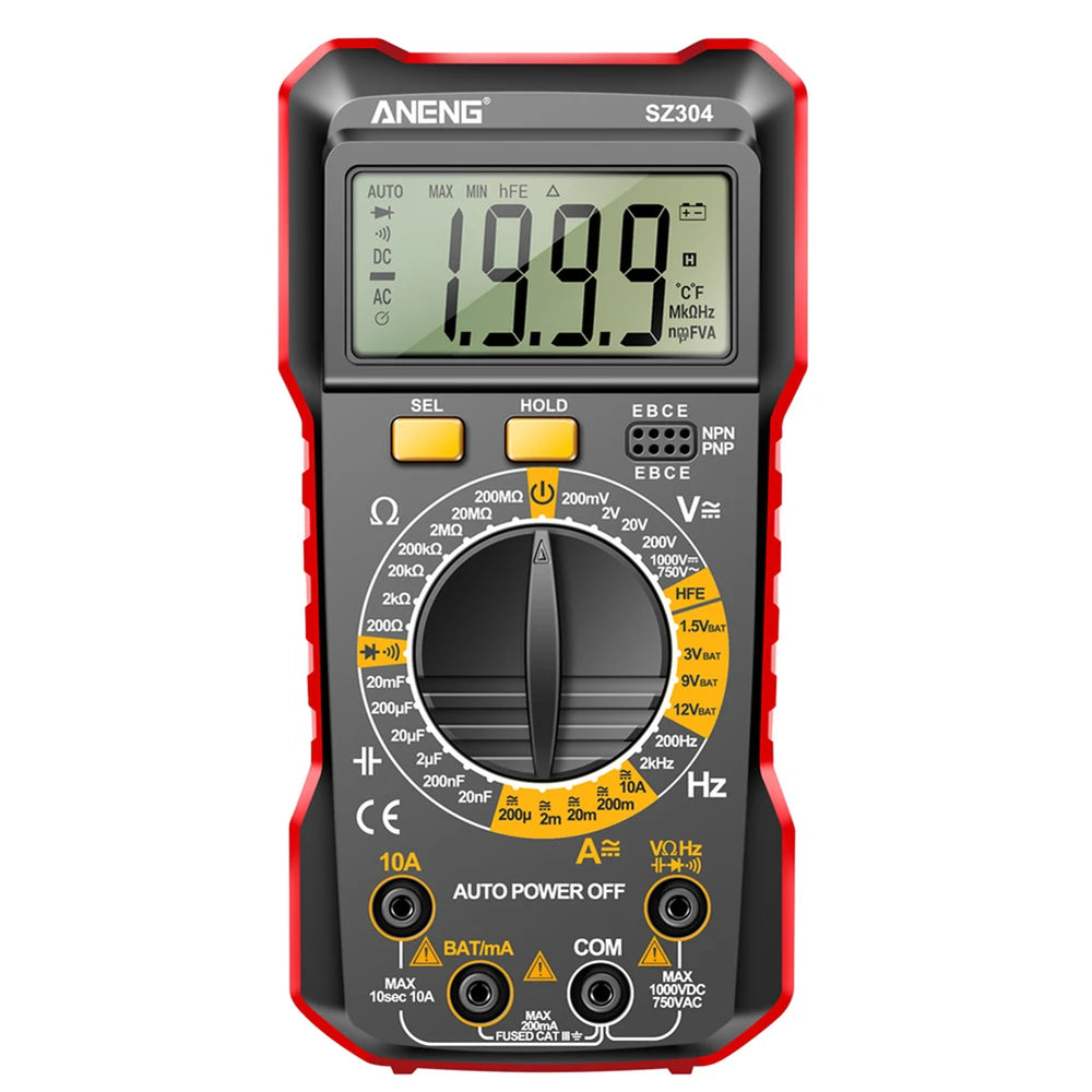 Digital Multimeter Multifunctional AC/DC Voltage Tester 2000 Counts Voltage Resistance Meter Handheld for Diode/Transistor Check