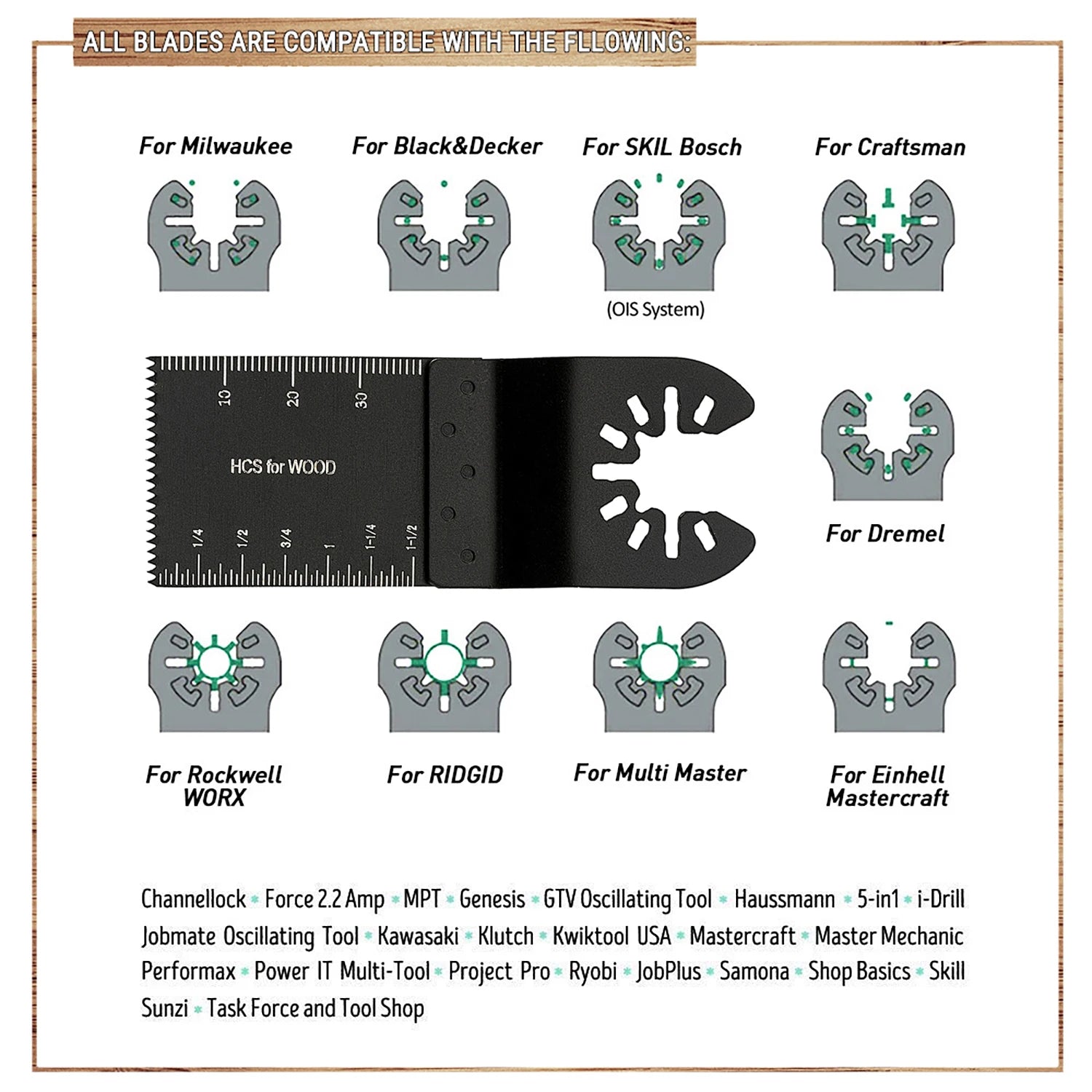 Oscillating Saw Blades Fast Fit Mixed Blades Oscillating Saw Blade Kit Multitool Blades for Metal, Wood, Plastic, MDF & More