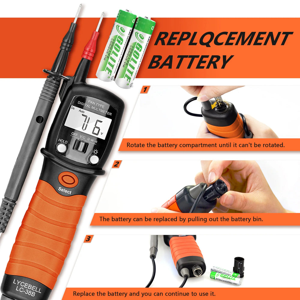 Digital Pen Multimeter Voltmeter Continuity Tester AC DC 600V Voltage Tester Multi Tester Meter with Auto Range Measures Voltage