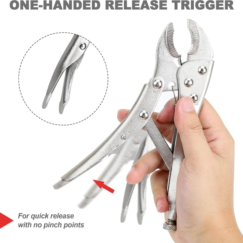 5 /7/10 Inch Locking Plier,Heavy-duty Powerful Curved Jaw Pliers,Multifunctional Pressure Pliers,Spanner Wrench Plier Lock Tools