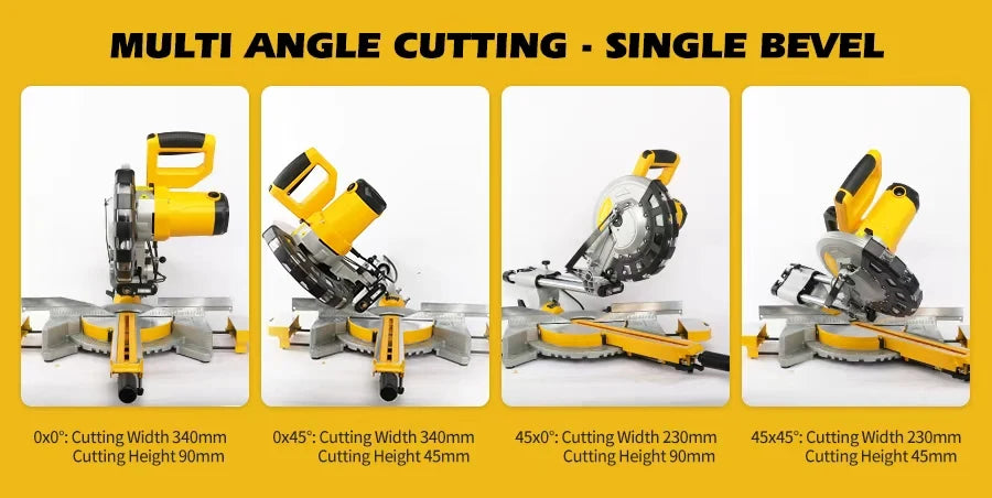 254mm 2400W Sliding Miter Saw + 1pc 255mm 120T Blade For Wood Cutting + 1pc 255mm 120T Blade For Aluminium Cutting