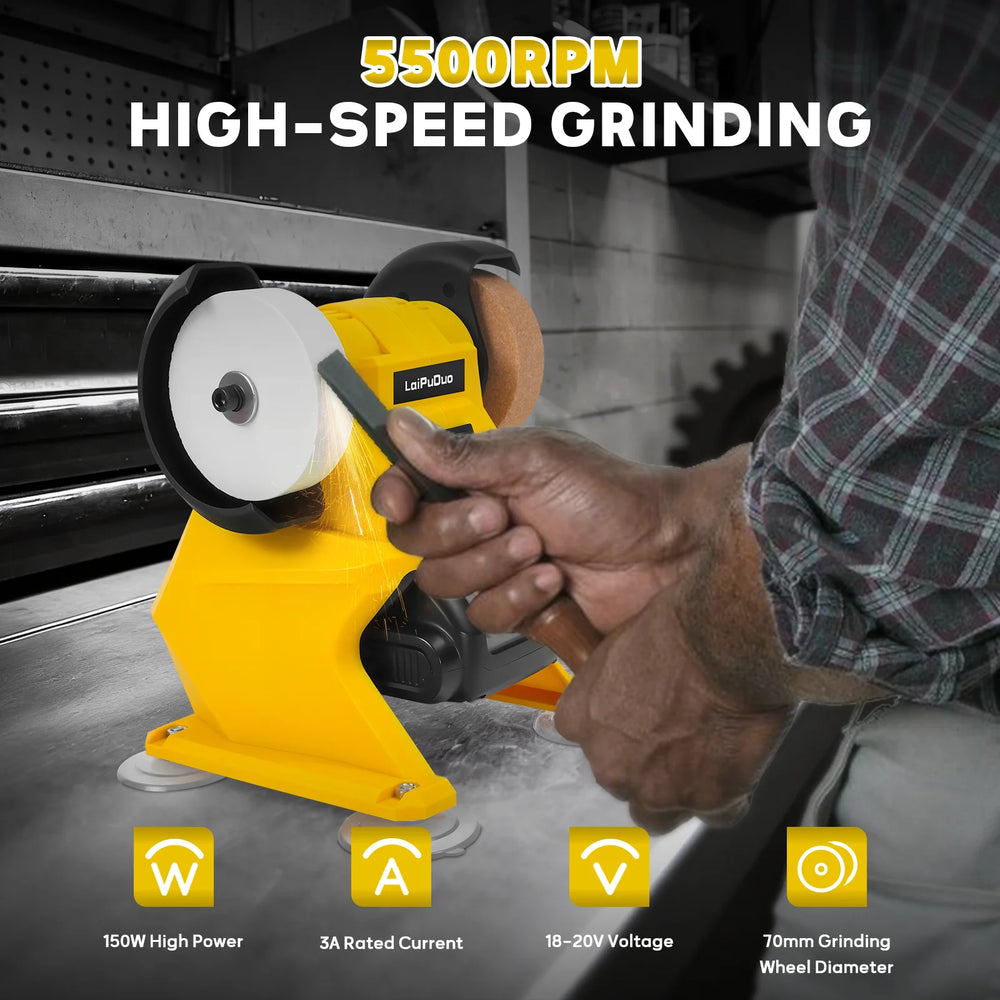 Mini Cordless Bench Grinder 5500RPM Electric Grinding Machine Sharpen Knives Drills Rust Removal for Dewalt 20V Battery Pin