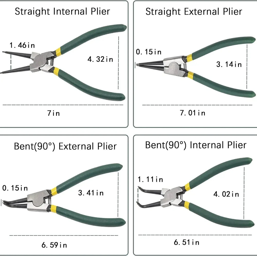 4 PCS Snap Ring Pliers Set With Storage Case 7 Inch Circlip Pliers Kit for Snap Ring Removal Tool Retaining