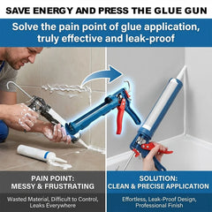9 Inch 360° Rotating Multi-function Manual Caulking Gun Silicone Sealant Gun for Doors Windows Home Daily Hand Tools