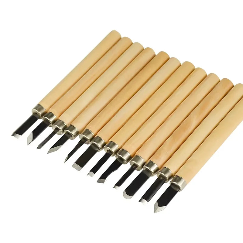 Wood Carving Chisel Knife Set 12pcs Woodworkers Gouges Hand Tool Engraving Cutter