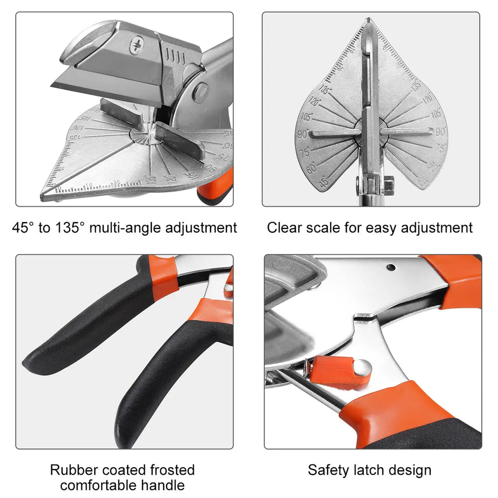 Miter Shears Adjustable 45-135° Sharp Trunking Shears Wood Plastic Multi Angle Miter Scissors with 2 Blades for Cutting Wood PVC