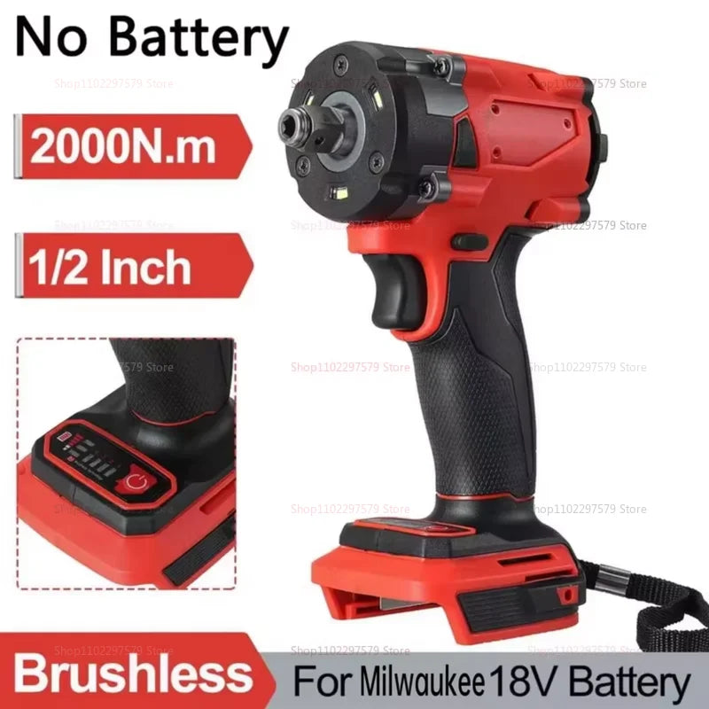 18V Brushless Wireless Electric Wrench for Car Truck Repair Impact Drill Rechargeable Electric Screwdriver Tool No Battery