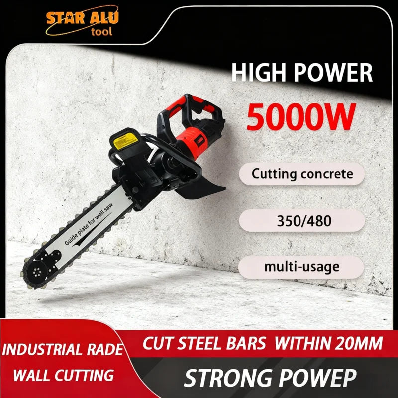 Electric Concrete Wall Cutter 5000W High Power Chainsaw Cutting Machine, Chainsaw Multi-Function Slotting Tool for Building