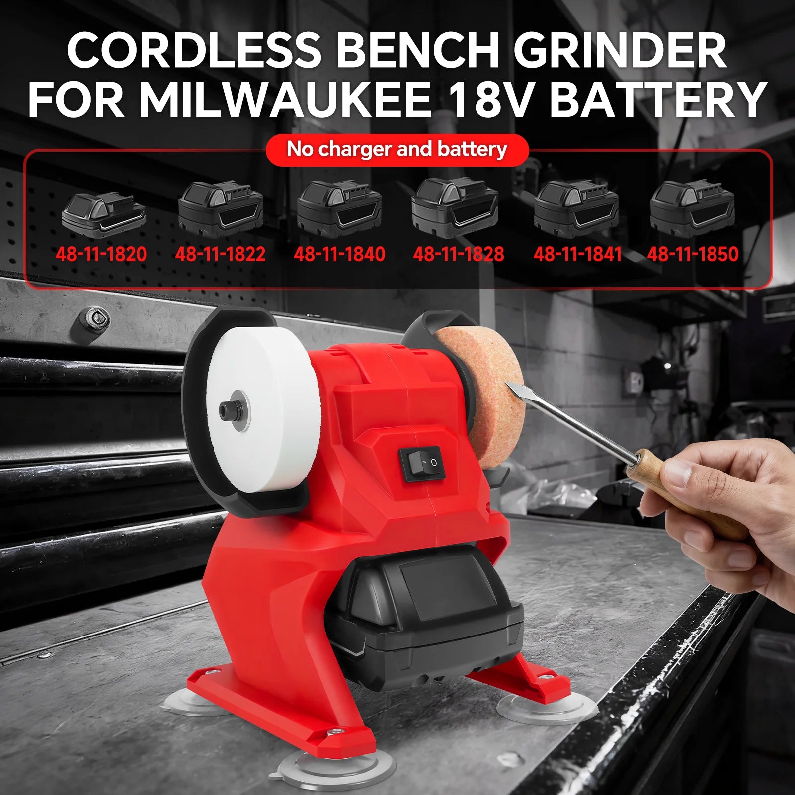 Cordless Bench Grinder 2-Wheel 5500RPM Electric Grinding Sharpener Metal Polishing DIY Tools for Milwaukee 18V Battery Pin