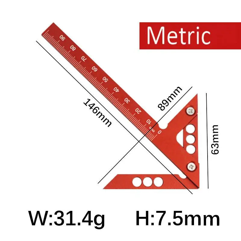 Center Finder Woodworking Square 45 90 Degree Angle Gauge Carpenter Ruler Wood Measuring Tool with Scribe for Accurate Marking