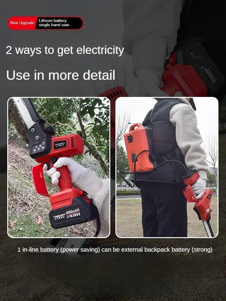 110V/220V Portable Electric Chainsaw with Brushless Motor, Lithium-ion Battery, and Lightweight Design for Easy Handling C