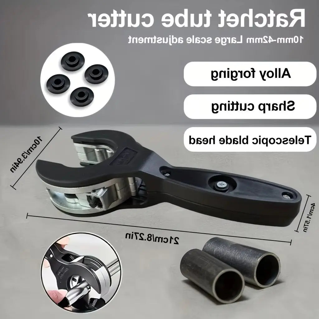 Ratchet Pipe Cutter - A multi-functional manual tool suitable for copper, aluminum, iron, stainless steel, PPR, and PE pipes - E