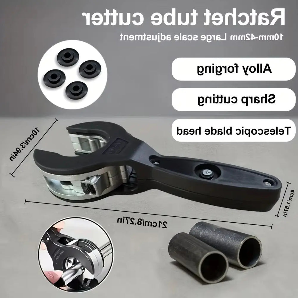 Ratchet Pipe Cutter - A multi-functional manual tool suitable for copper, aluminum, iron, stainless steel, PPR, and PE pipes - E
