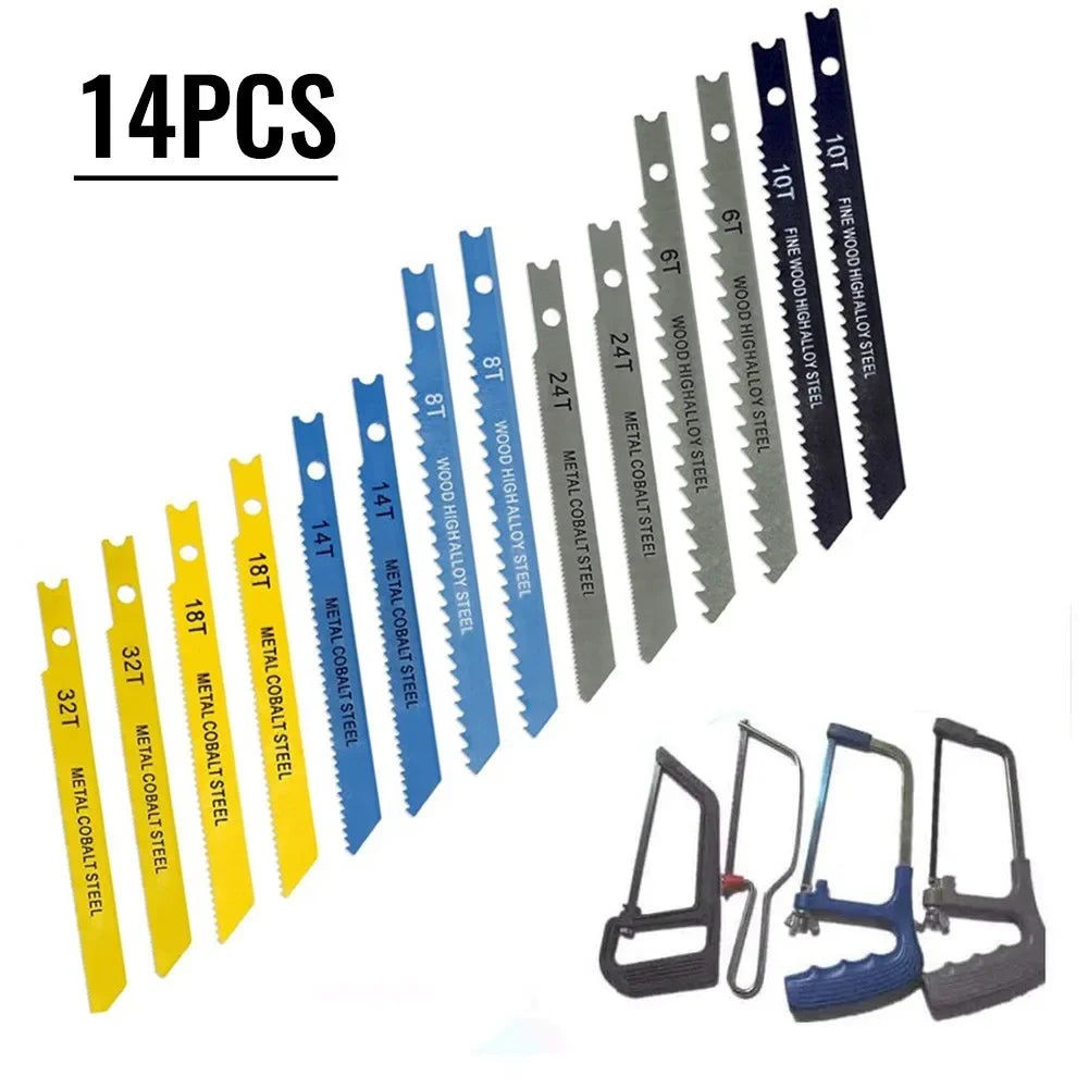 14Pcs/set Jigsaw Blades Assorted U Fitting Jigsaw Blades Set For Wood PVC Plastic Aluminum Sheet Metals Cutting TOOL