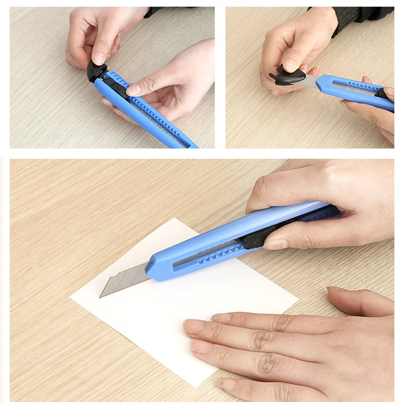 Utility Knife Box Cutter SK5 Blade Width 18mm Retractable Utility Knifes for Carton Paper Cutting Office Art Student Supplies