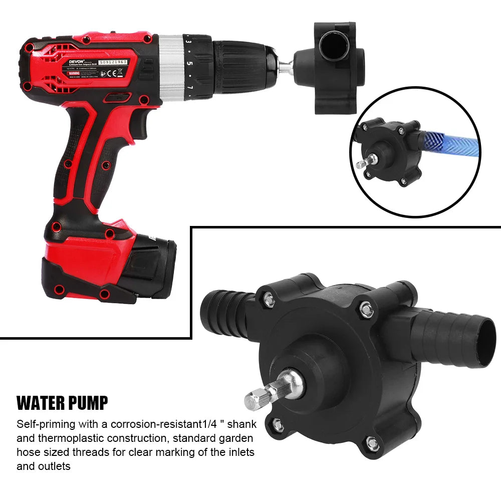 Electric Drill Pump Diesel Oil Fluid Water Pump Home Garden Outdoor Tool Portable Mini Hand Self-priming Liquid Transfer Pumps