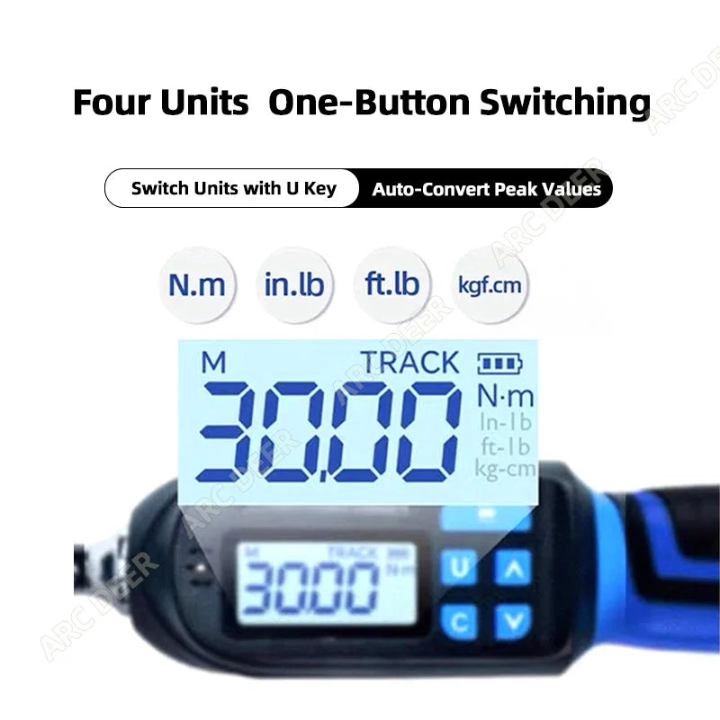 Digital Preset Torque Wrench 3/8" 1/4" Bidirectional Ratchet Head ±2% High Accuracy  Professional Adjustable Repair Hand Tools