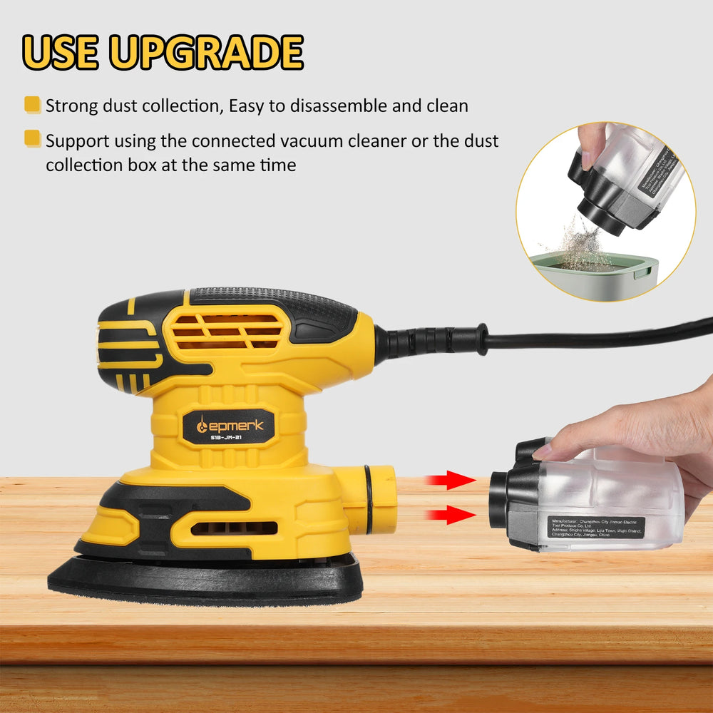 Detail Sander 13,000 OPM Compact Electric Sander with Dust Collector 220W 1.6Amp Power Sander with 20PCS Sanderpapers  for Wood