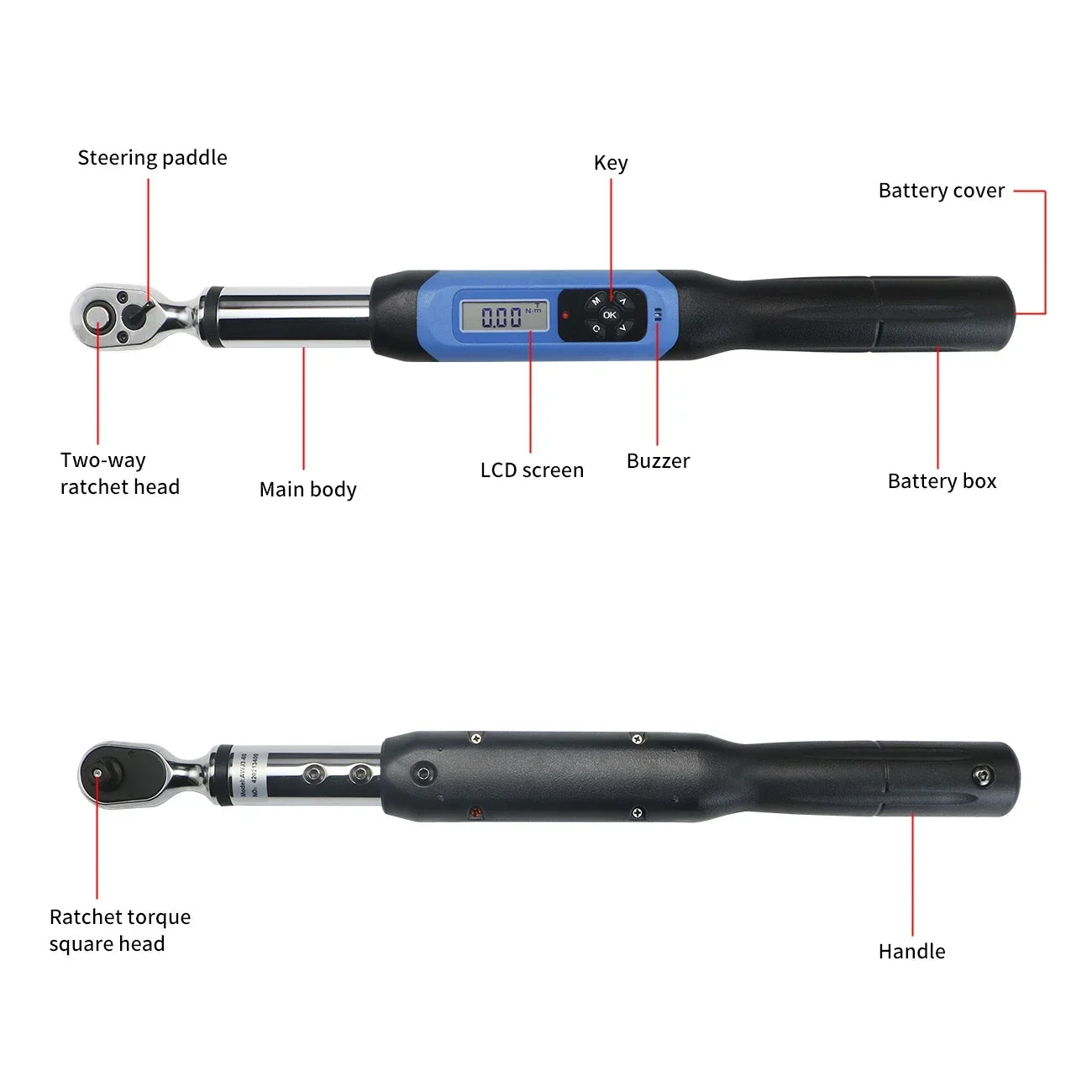 1/2 Inch Drive Digital Torque Wrench High Accuracy Electronic Ratchet Wrench Automotive Maintenance Precision Measuring Tool