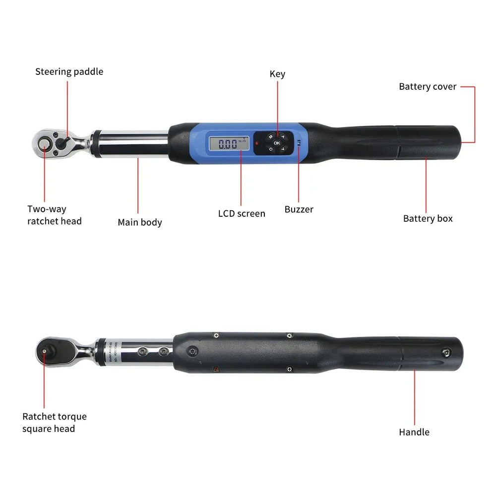 1/2 Inch Drive Digital Torque Wrench High Accuracy Electronic Ratchet Wrench Automotive Maintenance Precision Measuring Tool