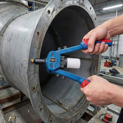 Self-Return Dual Handle Rivet Gun, CR-Mo Steel 3-Jaw Claw, Heavy Duty Blind Riveter for Metal Fabrication & Structural Work